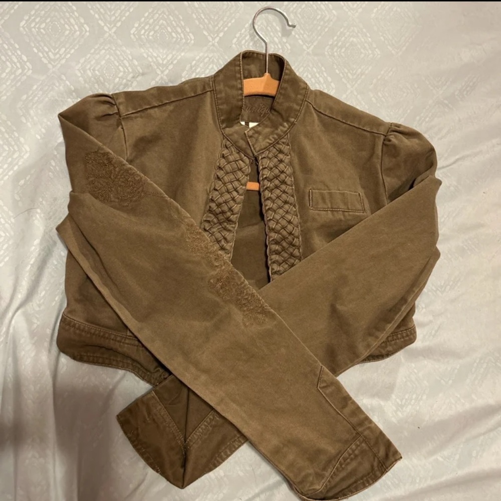 cropped army green jacket